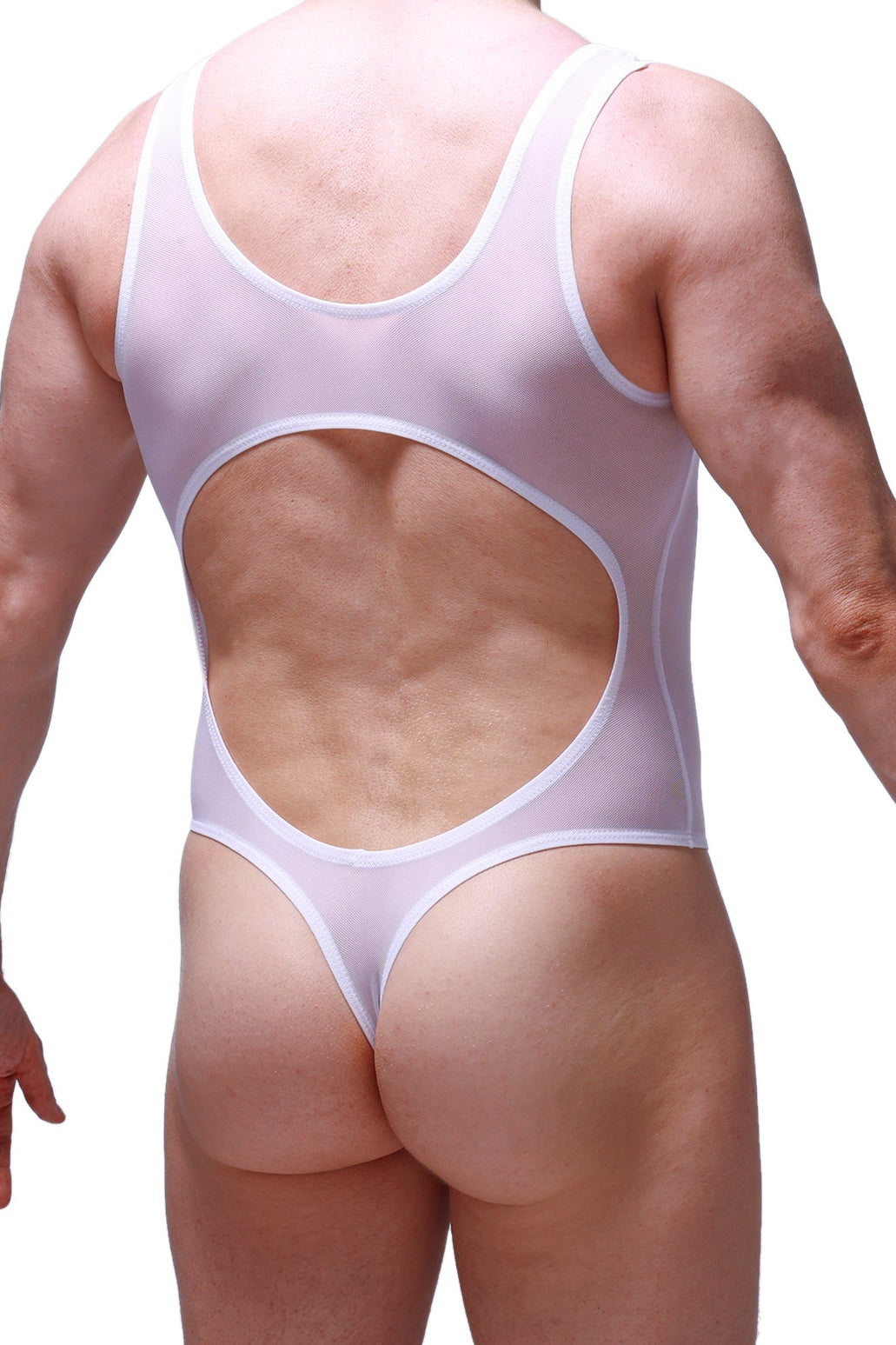 Body String Nexon Net Blanc - PetitQ Underwear - Lingerie masculine sexy et sous-vêtements pour homme originaux