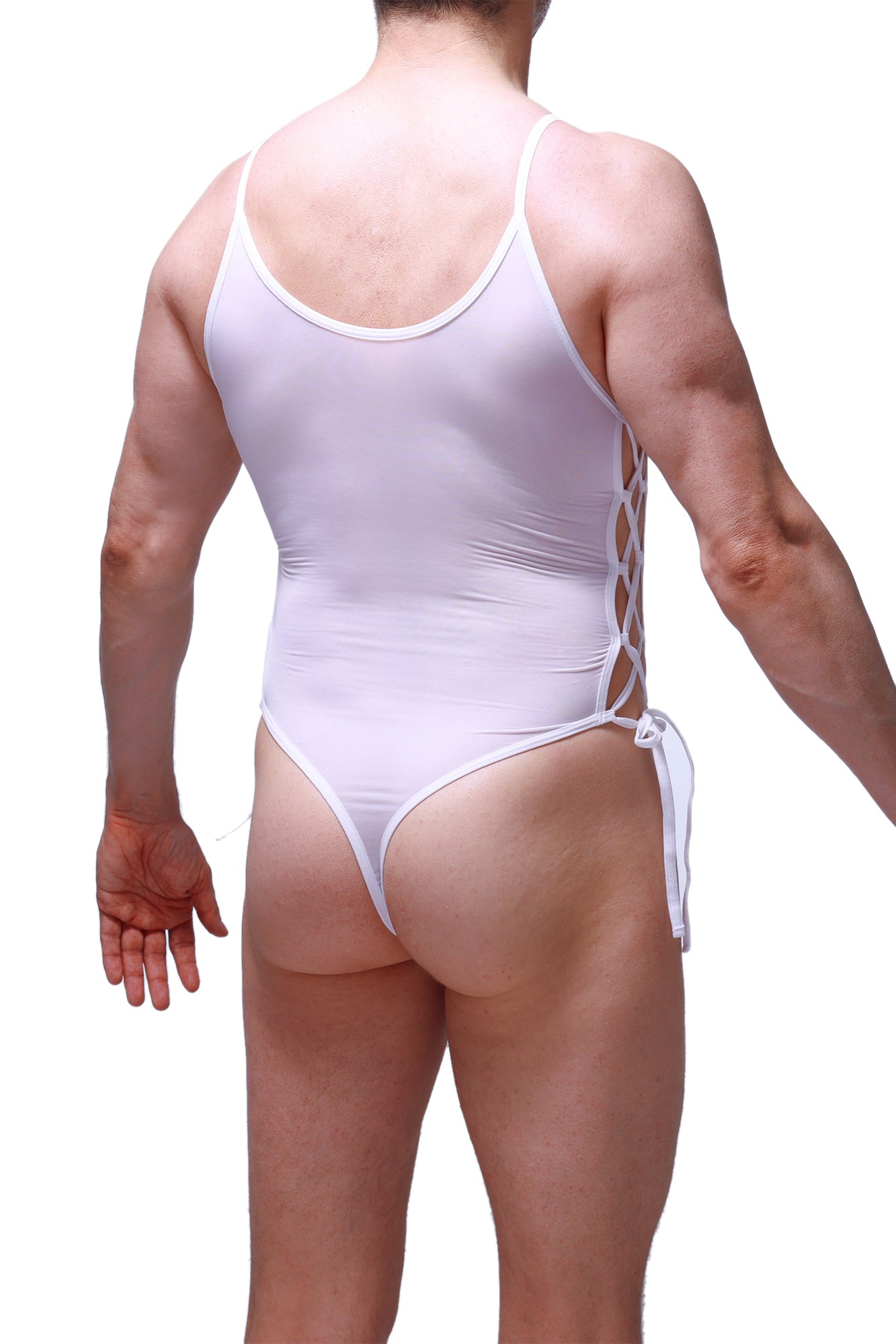 Body Lacets Plum Blanc - PetitQ Underwear - Lingerie masculine sexy et sous-vêtements pour homme originaux