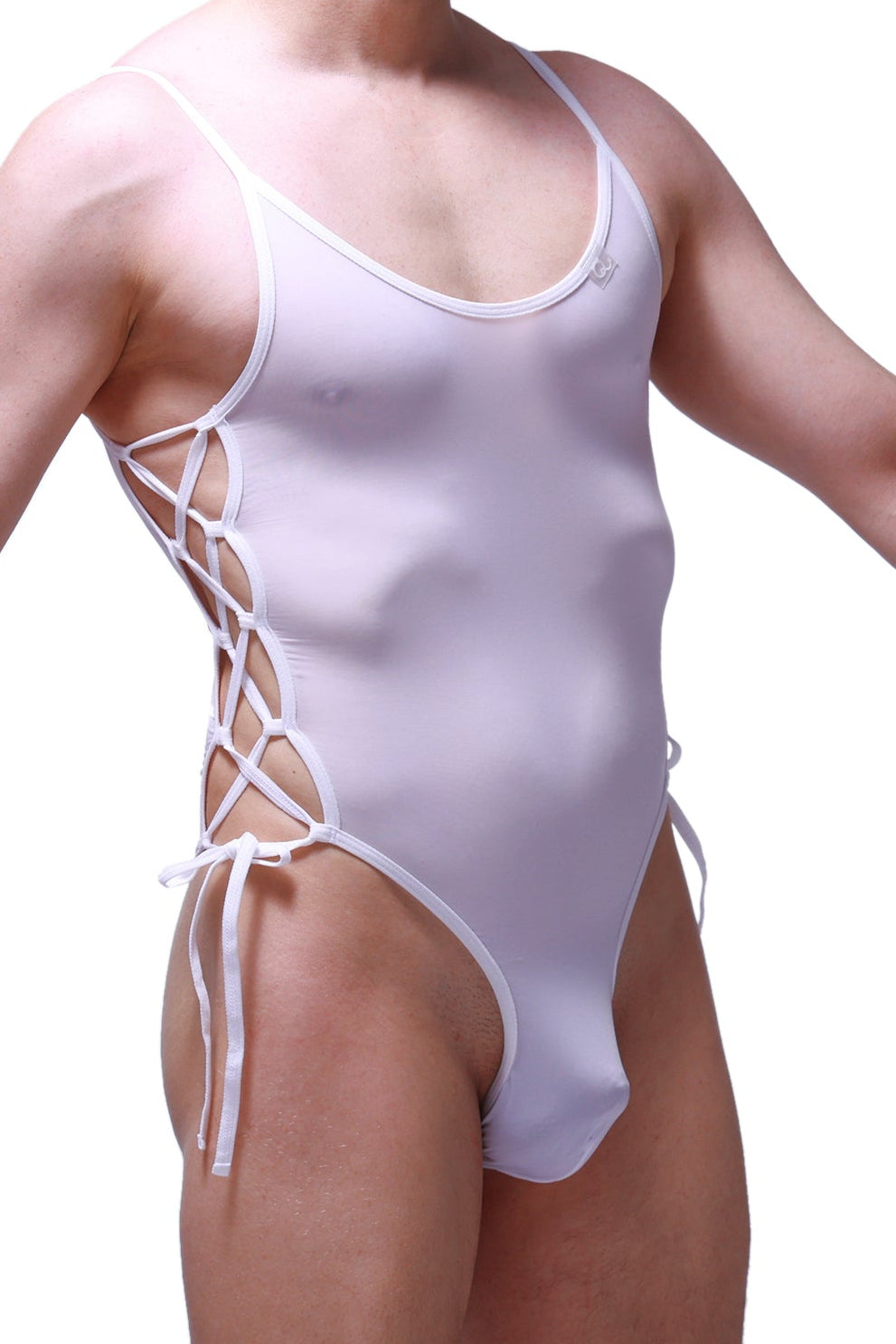 Body Lacets Plum Blanc - PetitQ Underwear - Lingerie masculine sexy et sous-vêtements pour homme originaux