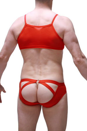 Micro Debardeur Net Rouge - PetitQ Underwear - Lingerie masculine sexy et sous-vêtements pour homme originaux