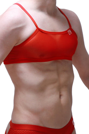 Micro Debardeur Net Rouge - PetitQ Underwear - Lingerie masculine sexy et sous-vêtements pour homme originaux