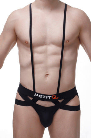 Jockstring Suspenbust Noir - PetitQ Underwear - Lingerie masculine sexy et sous-vêtements pour homme originaux