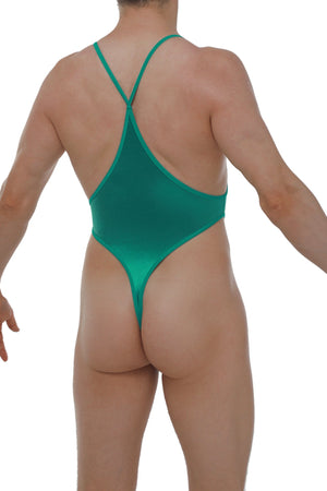 Bodystring Causson Satin Vert - PetitQ Underwear - Lingerie masculine sexy et sous-vêtements pour homme originaux
