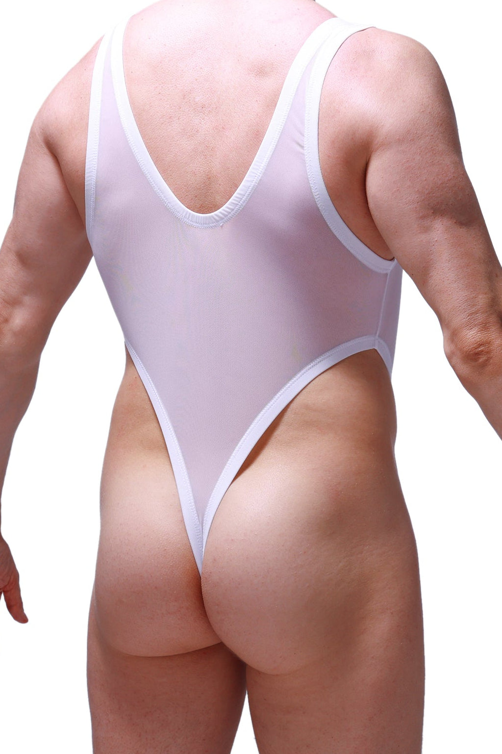 Body String Lepuil Net Blanc - PetitQ Underwear - Lingerie masculine sexy et sous-vêtements pour homme originaux