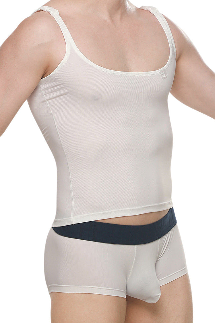 Débardeur Attan Rib Blanc - PetitQ Underwear - Lingerie masculine sexy et sous-vêtements pour homme originaux